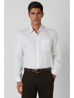 Van Heusen - Men White Slim Fit Print Full Sleeves Wedding Shirt