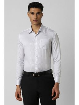 Van Heusen - Men White Slim Fit Print Full Sleeves Wedding Shirt