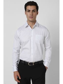 Van Heusen - Men White Slim Fit Print Full Sleeves Wedding Shirt