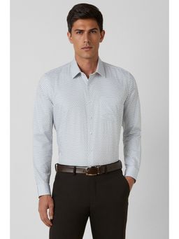 Van Heusen - Men White Slim Fit Print Full Sleeves Wedding Shirt