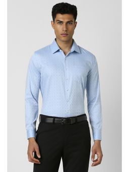 Van Heusen - Men Light Blue Slim Fit Print Full Sleeves Wedding Shirt