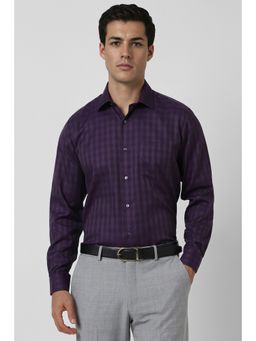 Van Heusen - Men Purple Regular Fit Check Full Sleeves Formal Shirt