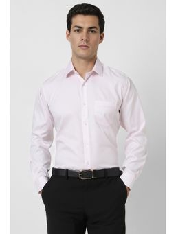 Van Heusen - Men Pink Regular Fit Textured Full Sleeves Formal Shirt