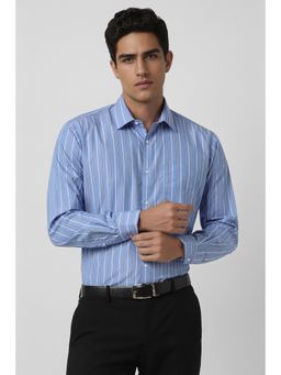 Van Heusen - Men Blue Regular Fit Stripe Full Sleeves Formal Shirt