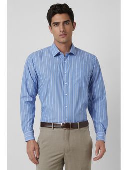 Van Heusen - Men Blue Slim Fit Stripe Full Sleeves Formal Shirt