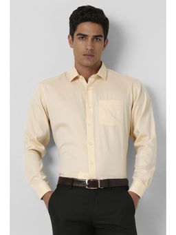 Van Heusen - Men Beige Regular Fit Textured Full Sleeves Formal Shirt