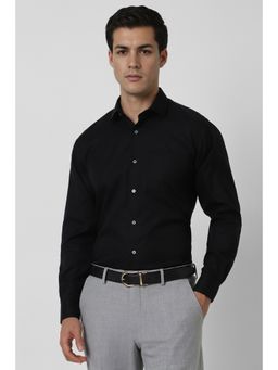 Van Heusen - Men Black Regular Fit Textured Full Sleeves Formal Shirt