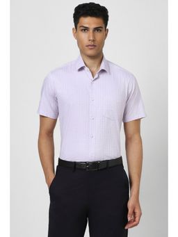 Van Heusen - Men Lilac Regular Fit Print Half Sleeves Formal Shirt