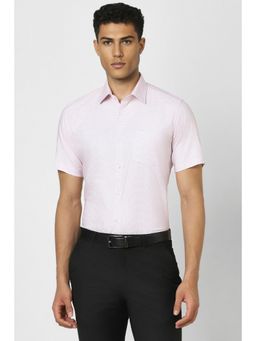 Van Heusen - Men Pink Regular Fit Check Half Sleeves Formal Shirt
