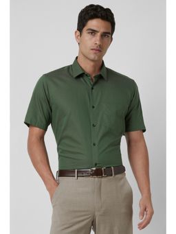 Van Heusen - Men Green Regular Fit Textured Half Sleeves Wedding Shirt
