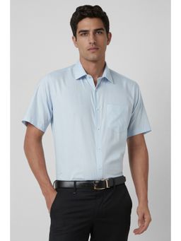 Van Heusen - Men Light Blue Regular Fit Solid Half Sleeves Wedding Shirt