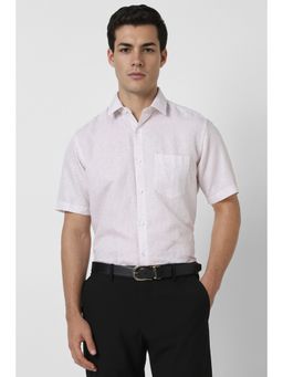 Van Heusen - Men White Regular Fit Print Half Sleeves Formal Shirt