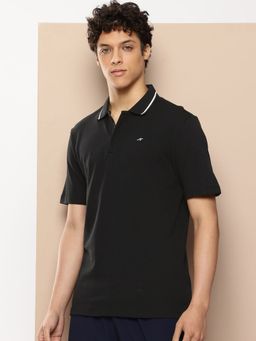 Alcis - Men Black Hidden Zip Polo T-Shirt
