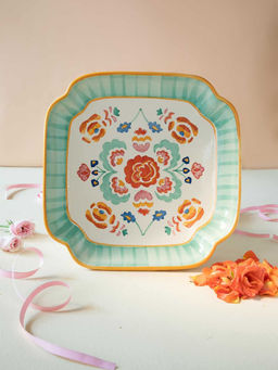 Freedom Tree - Gypsy Rose Ceramic Shaped Platter Multi-Color
