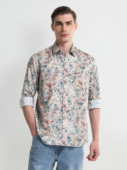 Arrow Sports - Men Beige Floral Shirt