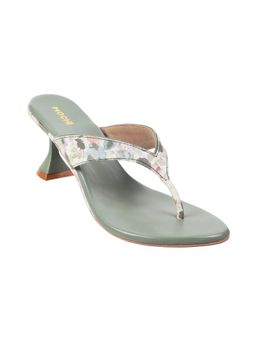 Mochi - Women Textured Green Heels