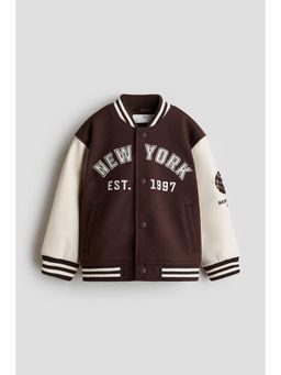H&M - Boys Brown Motif-Detail Baseball Jacket