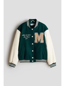 H&M - Girls Green Appliqued Baseball Jacket
