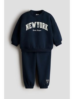H&M - Boys Blue 2-Piece Printed Sweatshirt Set