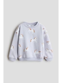 H&M - Girls Purple Print-Motif Brushed-Inside Sweatshirt