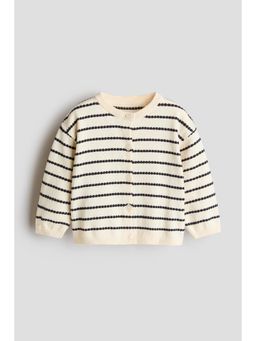 H&M - Girls White Textured Cotton-Knit Cardigan