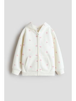 H&M - Girls White Oversized Brushed-Inside Zip-Through Hoodie