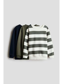 H&M - Boys Green 3-Pack Brushed-Inside Sweatshirts