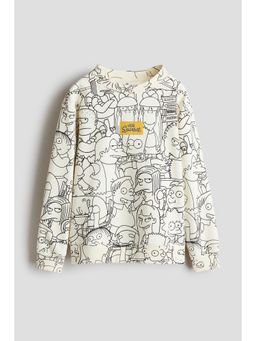 H&M - Boys White Printed Brushed-Inside Sweatshirt
