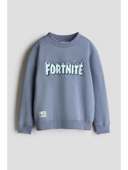H&M - Boys Blue Printed Brushed-Inside Sweatshirt