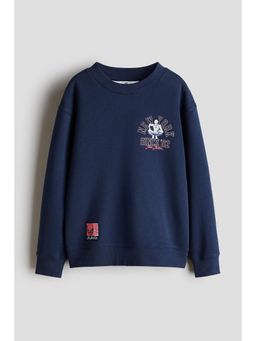 H&M - Boys Blue Printed Brushed-Inside Sweatshirt
