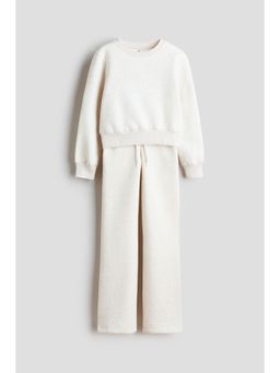 H&M - Girls Beige 2-Piece Brushed-Inside Sweatshirt Set