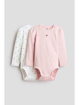 H&M - Girls White 2-Pack Cotton Bodysuits