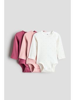 H&M - Girls Pink 3-Pack Cotton Bodysuits