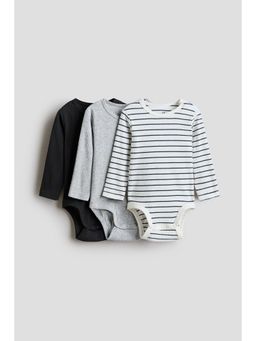H&M - Kids White 3-Pack Ribbed Bodysuits