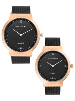 Giordano - Round Dial Black Strap Analog Wrist Watch Set Of 2 GZ-987-SET-22 (M)