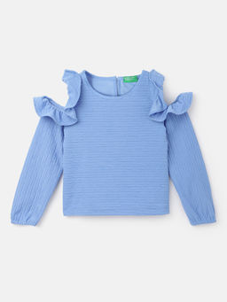 United Colors of Benetton - Blue Regular Fit Round Neck Solid Top