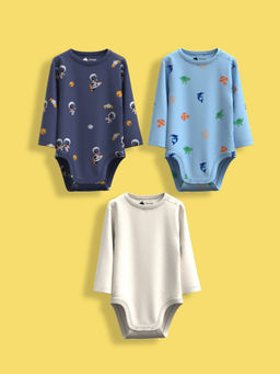 Orange Sugar - Multi-Color Full Sleeves Bodysuit (Pack of 3)