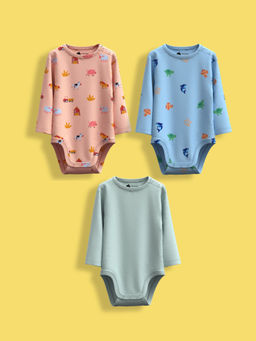 Orange Sugar - Multi-Color Full Sleeves Bodysuit (Pack of 3)