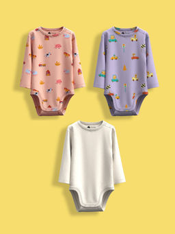 Orange Sugar - Multi-Color Full Sleeves Bodysuit (Pack of 3)