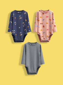 Orange Sugar - Multi-Color Full Sleeves Bodysuit (Pack of 3)