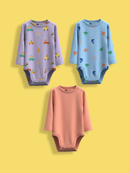 Orange Sugar - Multi-Color Full Sleeves Bodysuit (Pack of 3)