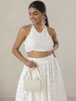 Gajra Gang - Shirley Off white Pearl Hand embroidered backless Blouse