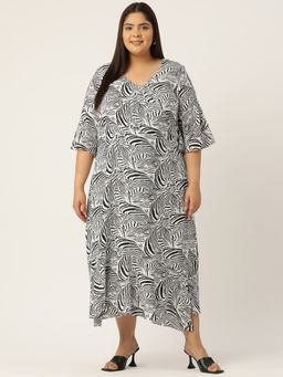 theRebelinme - Plus Size Women Black & White Zebra Printed A-Line Maxi Dress