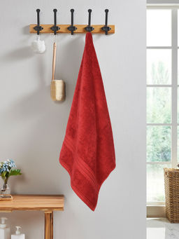 MYTRIDENT - Red Solid Cotton Classic Towel