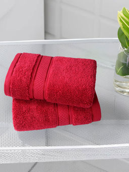 MYTRIDENT - Indulgence Red Hand Towels (Pack Of 2)