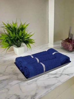 BIANCA - Navy Blue Extra Plush Turkish Terry Towels (Pack Of 4)