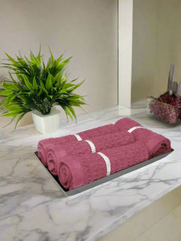 BIANCA - Pink Extra Plush Turkish Terry Towels (Pack Of 4)