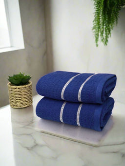 BIANCA - Navy Blue Extra Plush Turkish Terry Towels (Pack Of 2)