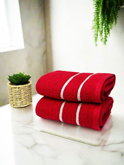 BIANCA - Red Extra Plush Turkish Terry Towels (Pack Of 2)