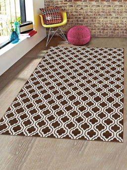 Saral Home - Brown Cotton Anti-Skid Jacquard Carpet -150x210 Cm